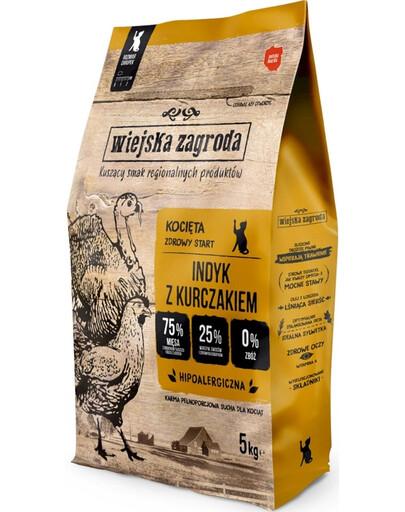 WIEJSKA ZAGRODA Morčacie s kuracím mäsom pre mačiatka 5 kg