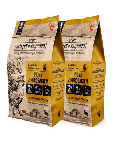 WIEJSKA ZAGRODA Morčacie s kuracím mäsom pre mačiatka 2x5 kg