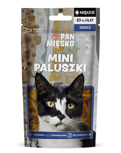 PAN MIĘSKO Mini tyčinky Tresčia pochúťka pre mačky 50 g