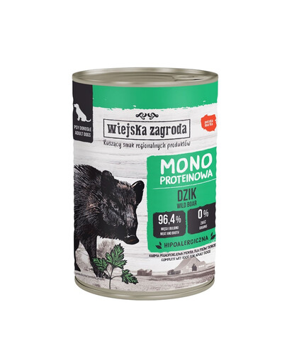 WIEJSKA ZAGRODA Monoprotein Dzik mokré krmivo pre psov 400 g