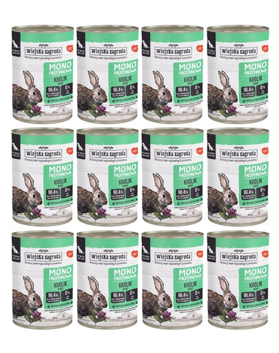 WIEJSKA ZAGRODA Mokré krmivo pre psov Rural Farm Monoprotein Rabbit 12x400 g