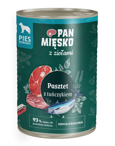 PAN MIĘSKO Tuniaková paštéta pre psov s bylinkami 400 g