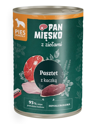 PAN MIĘSKO s bylinkami Kačacia paštéta pre psov 400 g