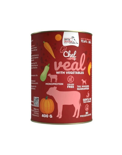 SYTA MICHA Chef Monoprotein Teľacina so zeleninou 400 g mokrá strava pre psov