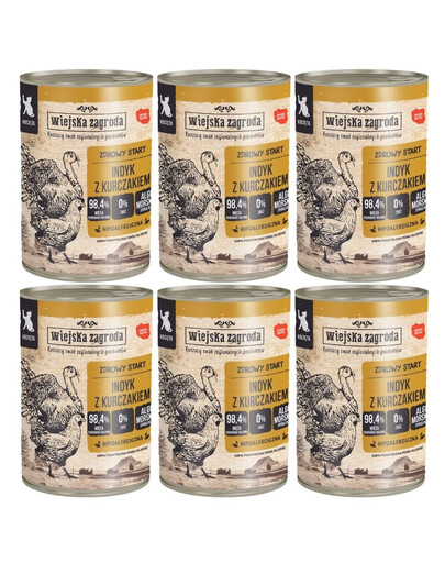 WIEJSKA ZAGRODA Morčacie s kuracím mäsom 6x400g konzerva pre mačiatka