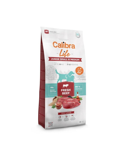 CALIBRA Dog Life Junior Small Medium Fresh Beef 12 kg s hovädzím mäsom pre mladých psov malých a stredných plemien