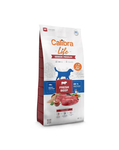 CALIBRA Dog Life Senior Medium Fresh Beef 12 kg s hovädzím mäsom pre starších psov stredných plemien