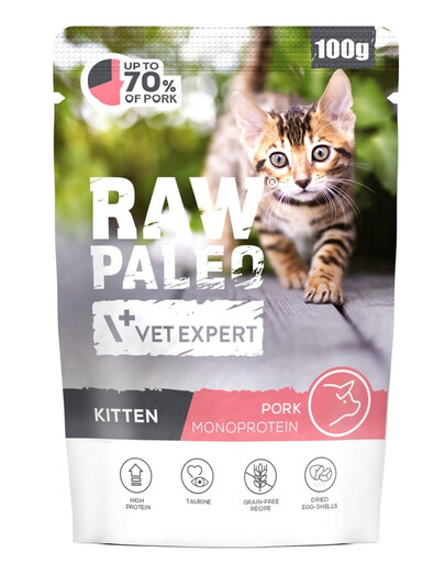 RAW PALEO Monoprotein Kitten Pork 100 g pre mačiatka s bravčovým mäsom