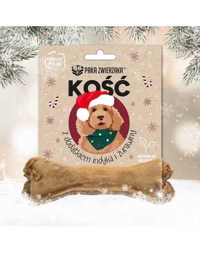 PAKA ZWIERZAKA Vianočná kosť s moriakom a brusnicami 12 cm (veľkosť M) 55g