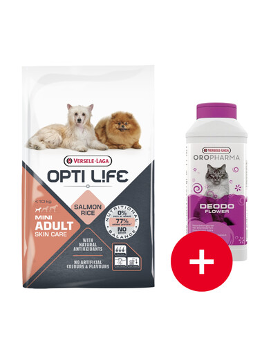 VERSELE-LAGA Opti Life Adult Skin Care Mini pre malé plemená s citlivou pokožkou Losos 7,5 kg + osviežovač ZADARMO