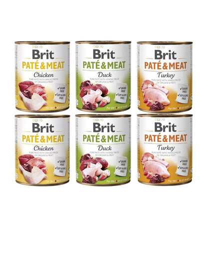 BRIT Pate&Meat Mix smaków z drobiem 6x800 g pasztet dla psów