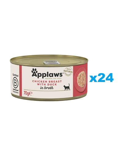 APPLAWS Cat Adult Chicken Breast with Duck in Broth pierś z kurczaka z kaczką w bulionie 24x70g