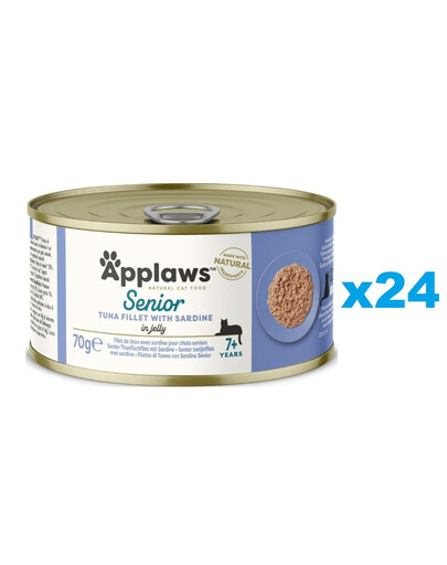 APPLAWS Cat Senior Tuna Fillet with Sardine in Jelly tuńczyk z sardynką w galaretce dla starszych kotów 24x70 g