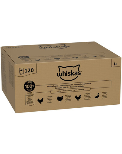 WHISKAS Adult Poultry Feast 120x85 g kompletné mokré krmivo pre dospelé mačky v želé
