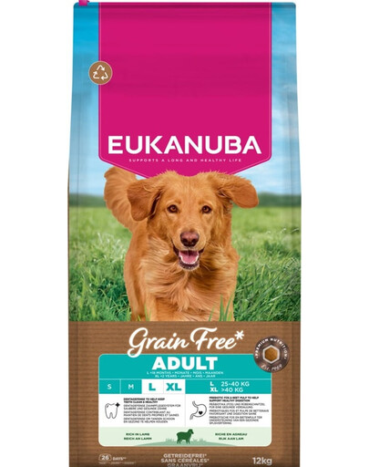 EUKANUBA Grain Free Adult Large Lamb 12 kg bezobilná krmiva pre psov veľkých plemien s jahňacím mäsom