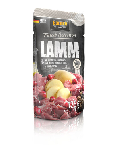 BELCANDO Finest Selection jahňacie, zemiaky a brusnice 12x125g mokré krmivo pre psov