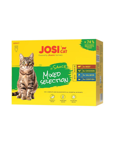 JOSERA JosiCat Multipack Mixed Selection in Sauce 12x85 g mäsové a rybie príchute v omáčke pre mačky
