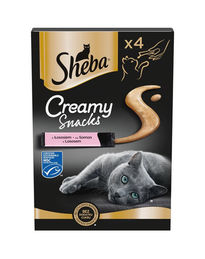 SHEBA Creamy Snacks krémový pamlsek pro kočky s lososem 4x12g
