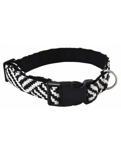 BARRY KING Obojok pre psa z odolnej látky 1,5x30-40cm s bielymi a čiernymi pruhmi
