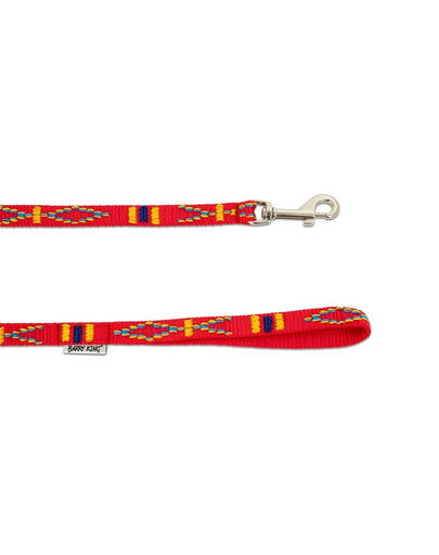 BARRY KING Vodítko pre psa s etnickým vzorom 10mm/120cm červené