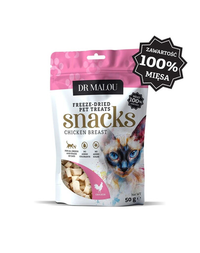DR MALOU Mäsové kocky 100 % lyofilizované kuracie prsia 50 g maškrty pre mačky