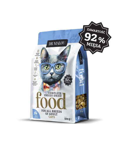 DR MALOU Lyofilizovaná Kačica s jahňacím 500g suché krmivo pre mačky