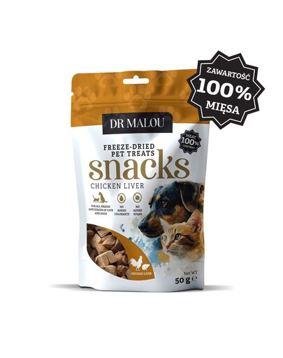 DR MALOU Kuracia pečeň liofilizovaná 50g maškrty pre psov a mačky
