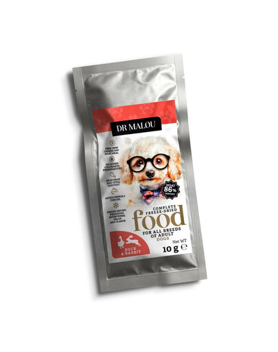 DR MALOU Lyofilizovaná strava Kačica s králikom 10 g suchá strava pre psov