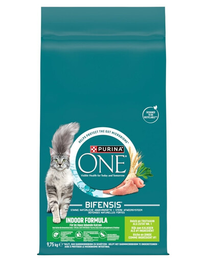 PURINA ONE Bifensis Indoor Formula Cat Turkey and Wheat 9,75 kg krmivo s morčacím mäsom a pšenicou pre mačky, ktoré bývajú v interiéri
