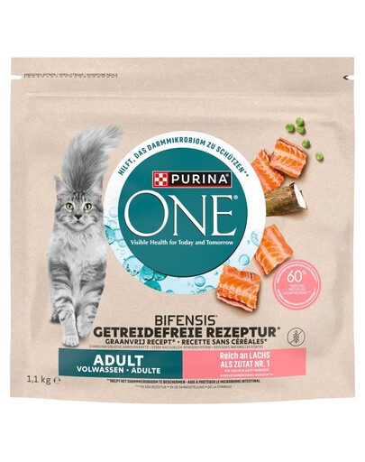 PURINA ONE Bifensis Grain Free Adult Salmon 1,1 kg bohatá na lososa, bezobilné krmivo pre mačky