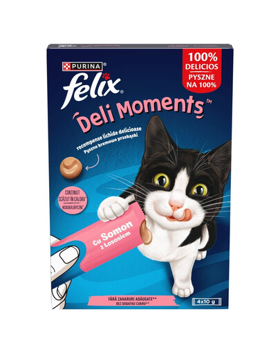 FELIX DeliMoments Salmon 4x10g s lososom, krémové maškrty pre mačky