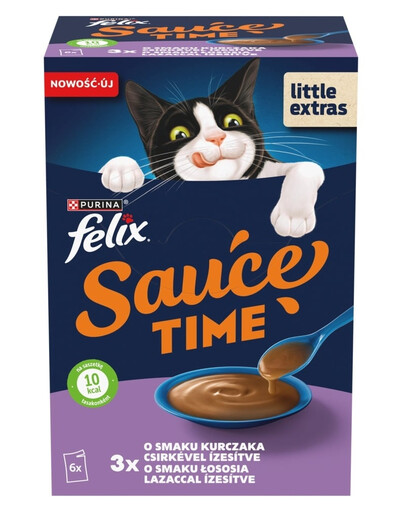 FELIX Sauce Time Kuracie a losos 6x40g kuracie a lososové, doplnkové mokré krmivo pre mačky