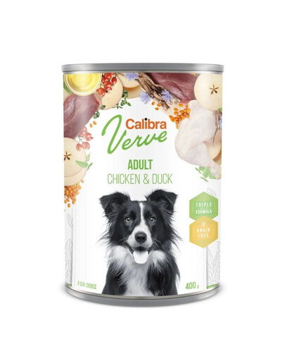 CALIBRA Dog Verve GF Adult Chicken & Duck 400 g bezobilné mokré krmivo s kuracím a kačacím mäsom pre psov