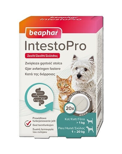 BEAPHAR IntestoPro správne fungovanie čriev 20 tabliet pre psov (do 20kg) a mačky