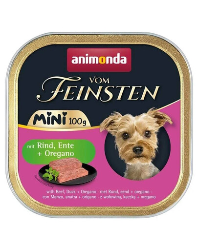 ANIMONDA Vom Feinsten Mini s hovädzím, kačacím mäsom a oreganom 100g mokré krmivo pre psy malých plemien