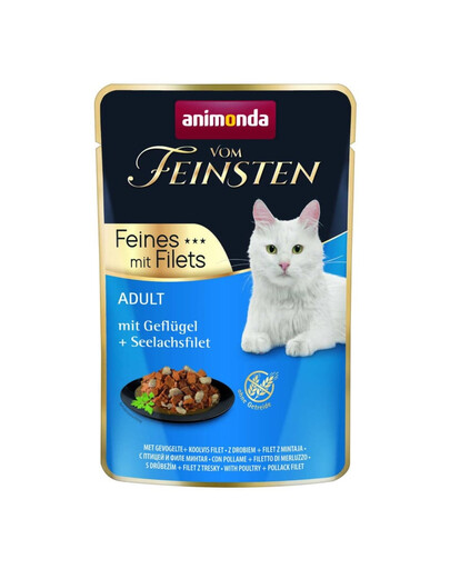 ANIMONDA Vom Feinsten Fines s filetmi Adult Hydina a filet z morského jazyka 85g mokrá strava pre mačky