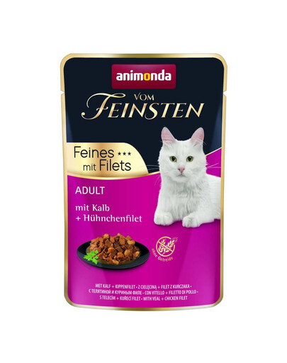 ANIMONDA Vom Feinsten Fines s filetmi Adult Teľacina a kurací filet 85g mokrá strava pre mačky