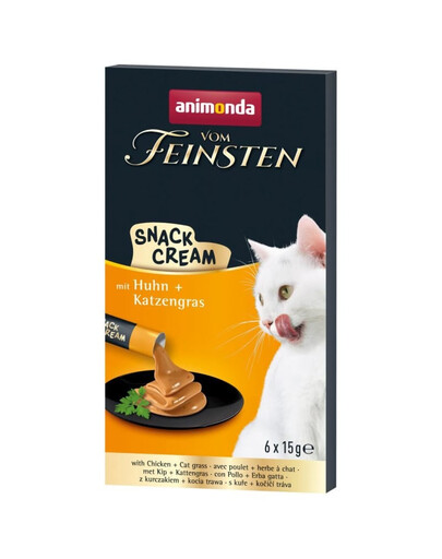 ANIMONDA Vom Feinsten Snack Cream s kuracím mäsom a mačacou trávou 6x15g krémová maškrta pre mačky