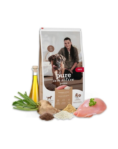 MERA Dog Pure Sensitive Junior Turkey Rice 12,5 kg moriak a ryža, suché krmivo pre citlivé šteniatá