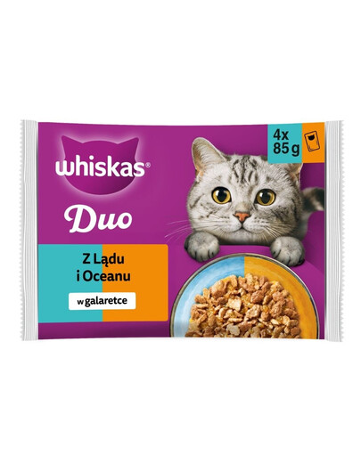 WHISKAS Duo Adult z Lándu a Oceánu v želé 4x85 g mokrá krmiva pre mačky