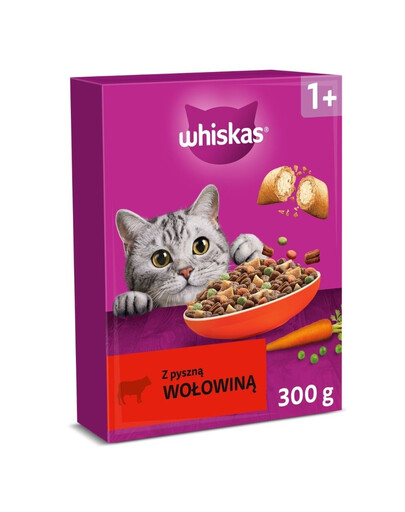 WHISKAS Adult s chutnou hovädzinou 300 g suché krmivo pre mačky