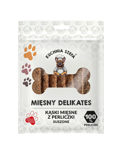 KUCHYŇ ŠÉFA Mäsový Delikates Kasky Mäsne z Perličky 7 ks sušené pochúťky pre psov