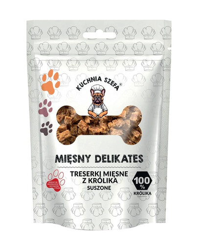 KUCHNIA SZEFA Mäsový Delikates Treserki Králik 80g sušené pochúťky pre psov