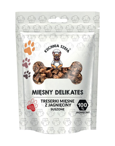 KUCHNIA SZEFA Mäsový Delikates Treserki Jahňacina 80g sušené pochúťky pre psov