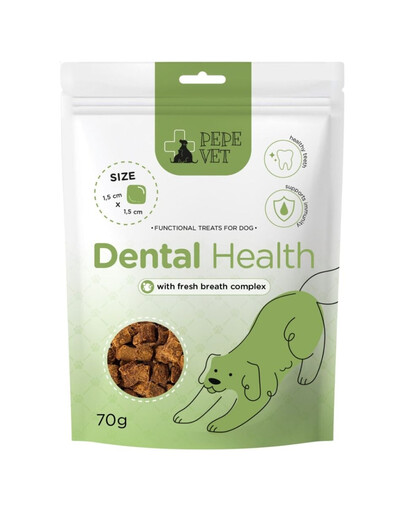 PAKA ZWIERZAKA PEPE Vet Prírodné funkčné maškrty Dental Health 70g maškrty na zdravé zuby pre psov