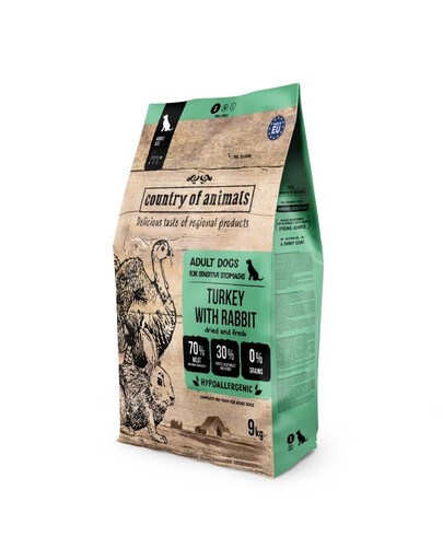 COUNTRY OF ANIMALS Dog Turkey with Rabbit S 9 kg morka s králikom, suché krmivo pre psov