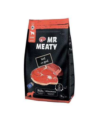 MR MEATY Dog Beef with Goat M 9 kg hovädzina s kozím mäsom, suché krmivo pre psov