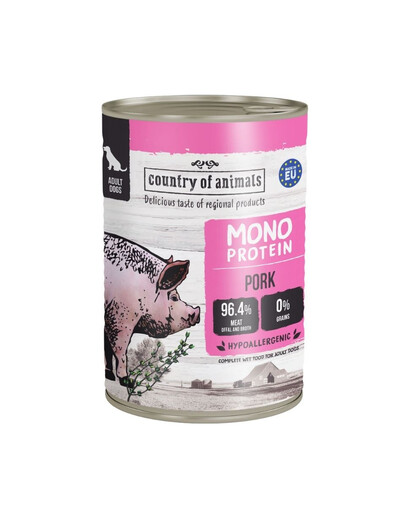 COUNTRY OF ANIMALS Dog Monoprotein Pork 400g bravčové, konzerva pre psov