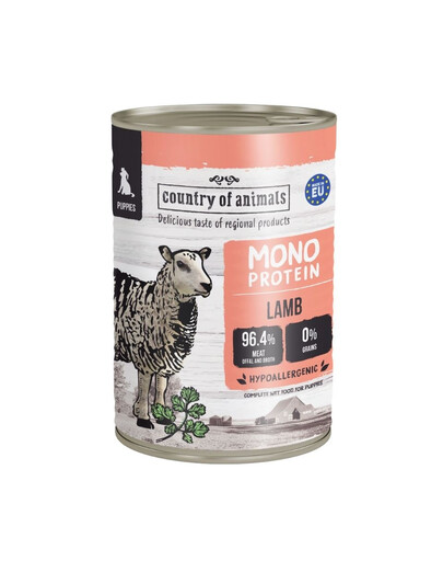 COUNTRY OF ANIMALS Puppies Monoprotein Lamb 400g jahňacina, konzerva pre šteniatka