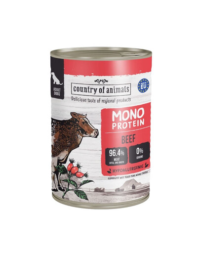 COUNTRY OF ANIMALS Dog Monoprotein Beef 400g hovädzie, konzerva pre psov